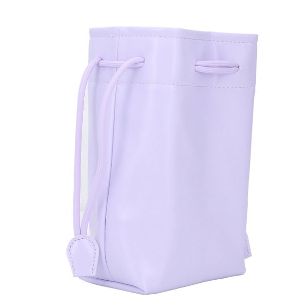 Purple PU drawstring camera pouch