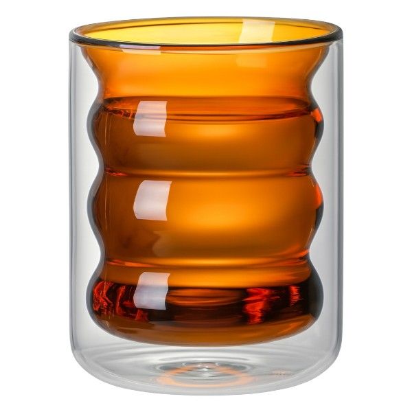 4 Pack - Double-Layer Drinking Glass Coffee Cup - Amber