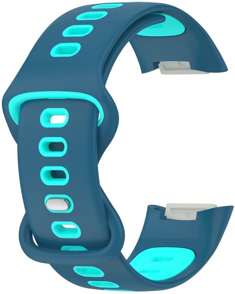Silicone Sport Strap For Fitbit charge 5 &amp; 6-Blue &amp; Teal