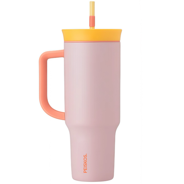 PEISKOS 1200ml Vibrant Color Insulated Flask Tumbler with Handle &amp; Straw