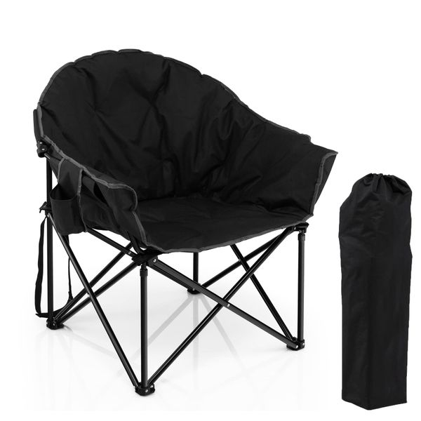 Extra-Thick &amp; Oversized Camping Chair - Moon Chair with Steel Frame 175kg