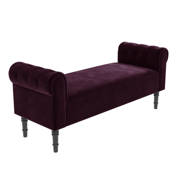 Velvet Bench with Chesterfield Armrests