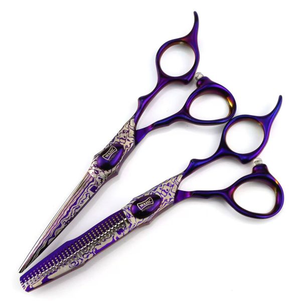 6 Inch Purple Hair Cutting Scissors Salon Hybrid Thinning Texture Scissors