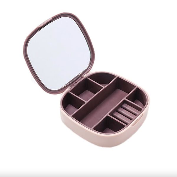 Portable Jewellery Storage Box with Mirror Multiple Compartments