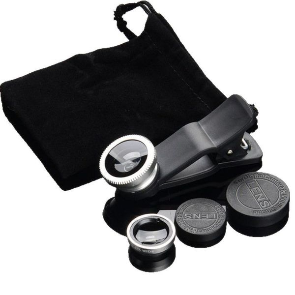 Multifunctional Clip On Phone Camera Lens Kit Fisheye Wide Macro Lenses