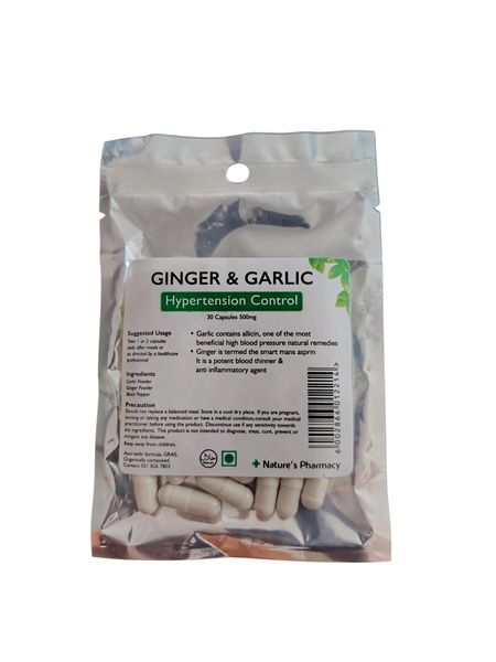 30 (500mg) Ginger &amp; Garlic Capsules For Hypertension Control
