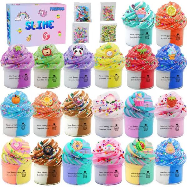 PEISKOS 24 Piece Dual Color Mini Butter Slime Kit DIY Slime Toys for Kids