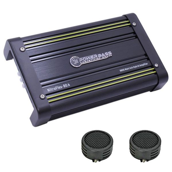 Powerbass NitroFlex-90.4 9800 Watts 4 Channel Amplifier &amp; Evo Tweeters