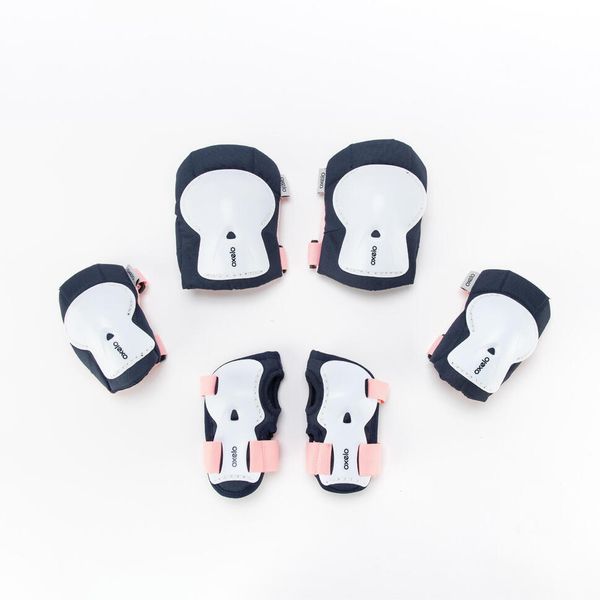 Oxelo Kids' Set of Inline Skate Scooter Skateboard Protectors Play - Bridal Pink