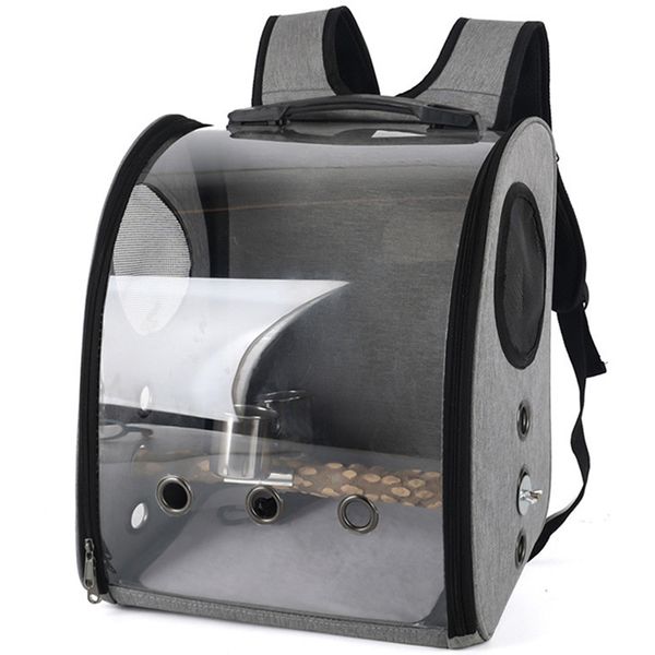 Parrot Backpack Bird Backpack with Perch &amp; Parrot Feeding Cup Travel Cage