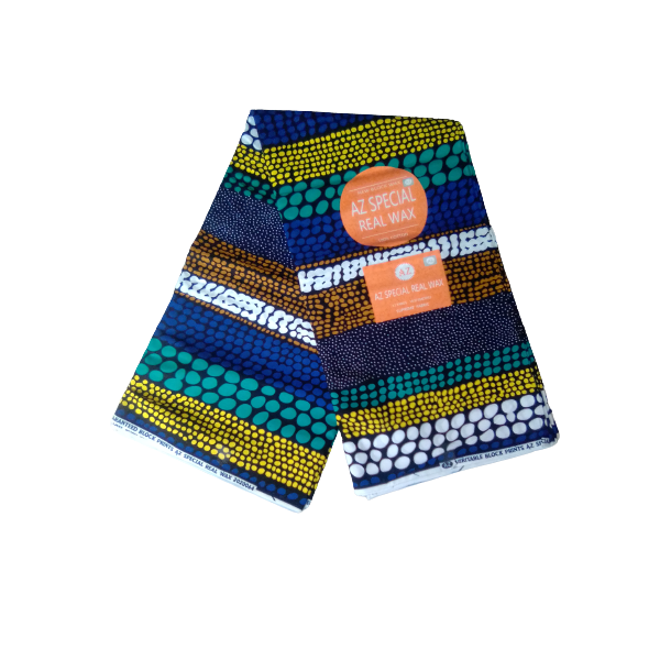 AZ Special Real Wax Fabric - White, Yellow &amp; Blue