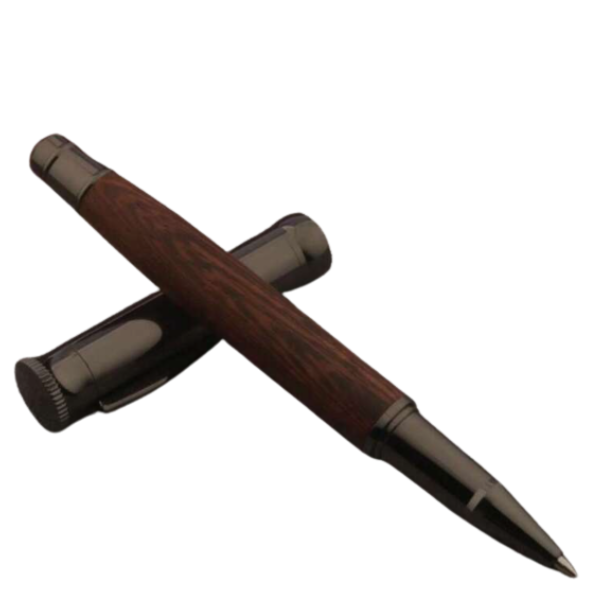 Chicken Wing Wood and Grey Metal Ball Pen