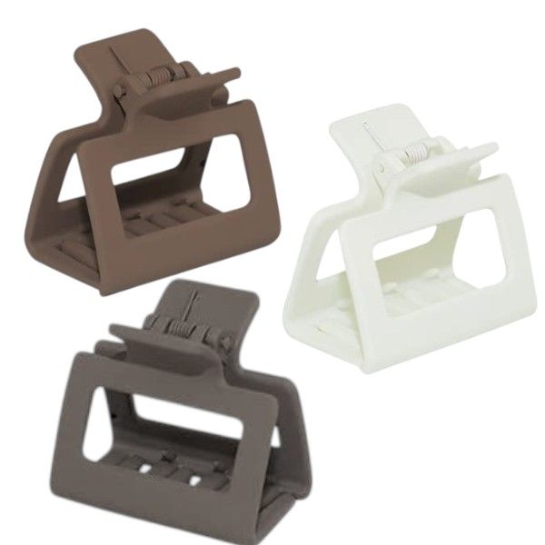 Mini Rectangular Hair Claw Clip - 3-Piece Set - Multicolour