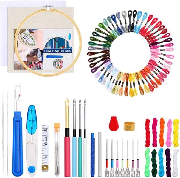 Embroidery Punch Needle Thread Embroidery Hoops Kit for Beginners