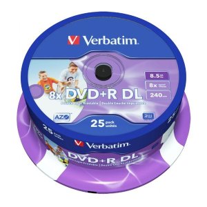 Verbatim Dvd+r 8.5gb 8 x Double Layer Wide Inkjet Printable - 25 Pack