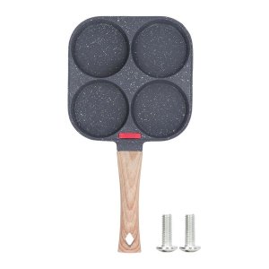 Egg Frying Pan Heat Sensitive Silicone Aluminium Pancake Frying Pan 4 Holes