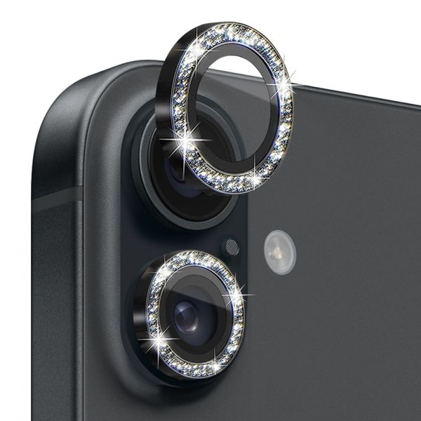 Sparkly Black Individual Camera Lens Protectors Compatible with iPhone 17