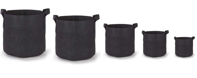 Fabric Planting Pot - 37, 27,19,11 &amp; 4 Litres (Set of 5) Black