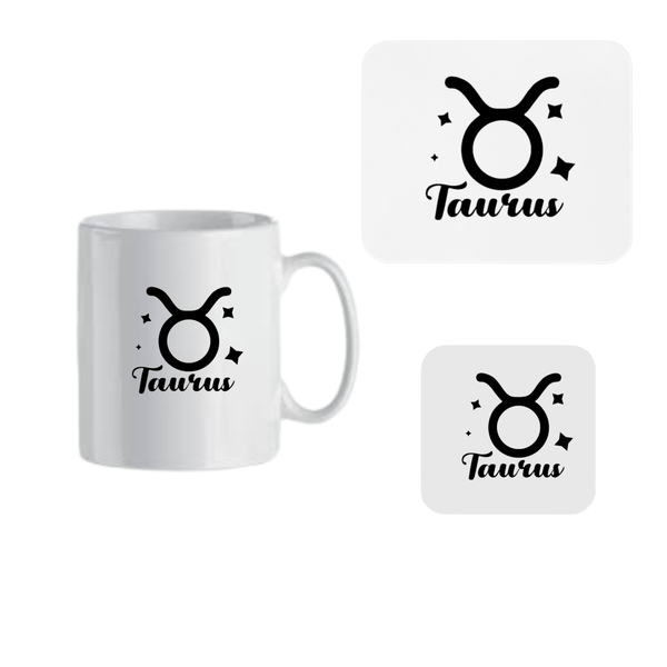 Mug, Coaster and Mouse Pad Combo -Taurus