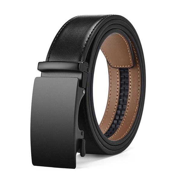 Mens Belt Leather Ratchet Belt,Two-layer Cowhide Alloy Automatic Buckle