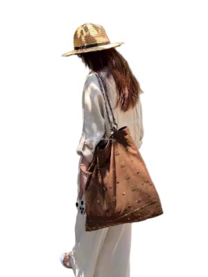 Embroidered Shoulder Bag, Women's Bag, Fashionable Retro Versatile Tote Bag