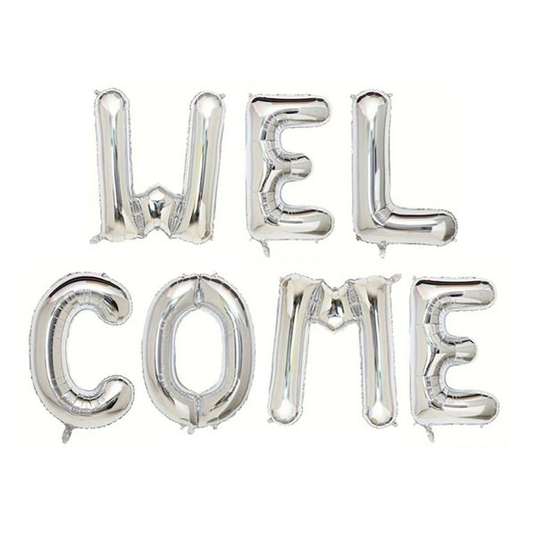 Silver Letter Alphabet - WELCOME Balloon 106cm - Wedding/Party/Birthday