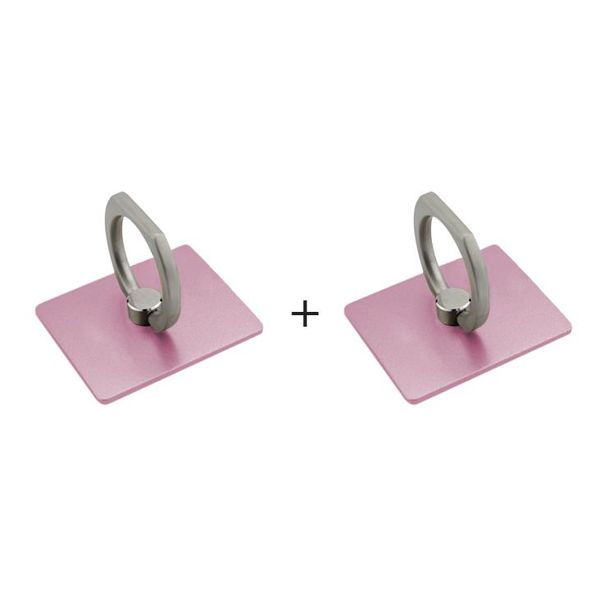 Smartphone Ring Holder With Car Hook Stand - Metallic Grey - Combo X 2