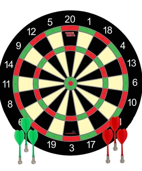 Double Sided Dart Board - 6 Dart Set