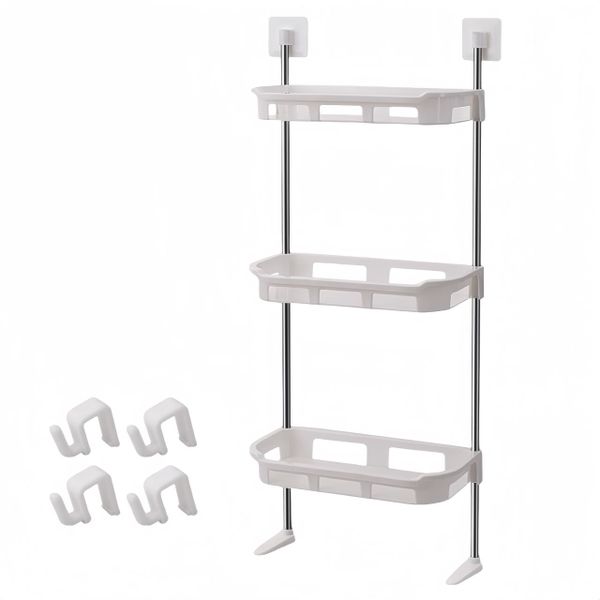 3 Tier Nail-Free Over Toilet Bathroom Organizer Shelf with Hooks