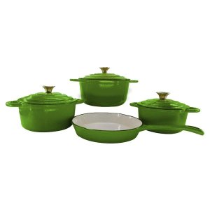 GB 7 Piece Authentic Cast Iron Oven Cookware Pot Set - Green