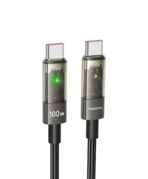 100w Digital Pro Auto Power Off Type-C To Type-C Transparent Data Cable CC1