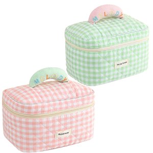 Cosmetic Bags for Women 2 Piece Toiletry Bag whit Handle - Pink/Green