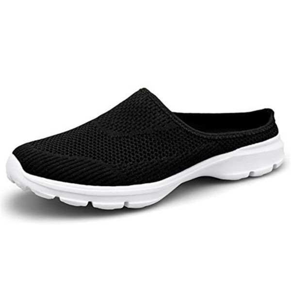 Womens Breathable Mesh Walking Mules Sneakers Open Back Slip On Shoes