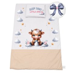 Cot Bedding Set -Duvet, Pillow &amp; Scatter-1170x560mm-Highland Cow Navy