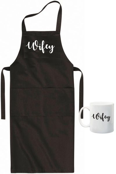 Qtees Africa Wifey apron&amp; mug combo