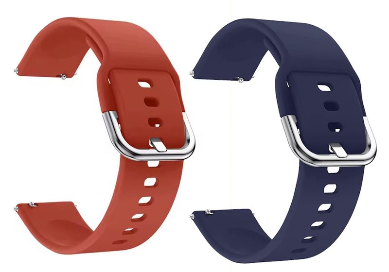 Navy &amp; Red Silicone Watch Band For Samsung Galaxy - Pack Of 2 - 22mm