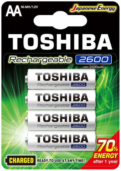 Toshiba Rechargeable 2600mAh AA - 4 Pack