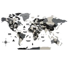 3D Wooden World Map Wall Art | Unique Wall Decor with Pins | Home Decor