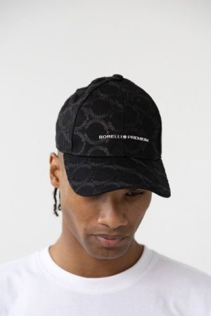 Borelli Etorre Embroidered Peak Cap - Black