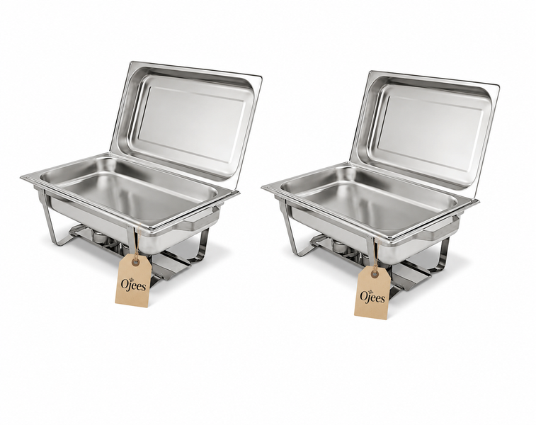 Ojees High Quality Stainless Steel Double Chafing Dish - 10 Ltr (Pack of 2)