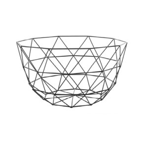 Geometric Metal Wire Fruit Basket Bowl - Black