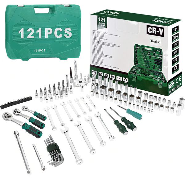 Topika 121 Pcs Wrench Socket Ratchet Set Industrial grade Vehicle Tools Kit