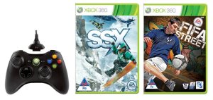Xbox 360 Wireless Controller Black + Play and Charge Kit + SSX + FIFA STREET (XBox 360)
