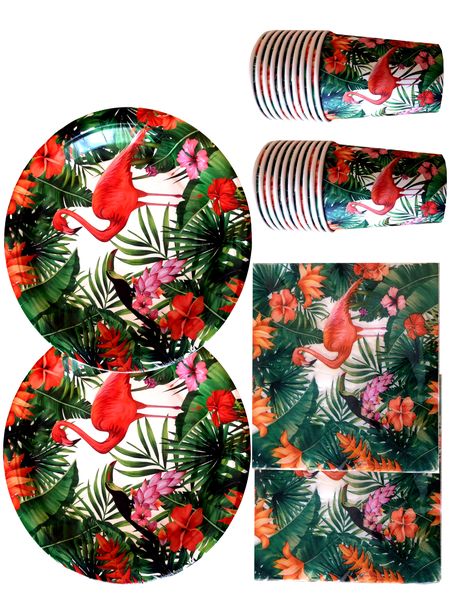 Flamingo Party Supplies - Plates, Cups Serviettes x 20