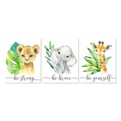 Nursery Wall Art - Baby Animals - Set of 3x A2