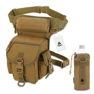 Topika Tactical Leg Bag for Men - Waterproof Thigh Bag with Bottle Holder