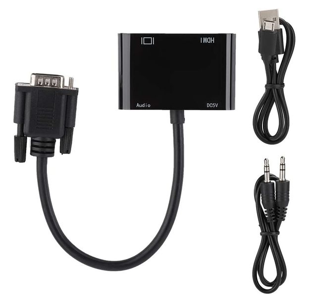 TK-H134 VGA to HDMI + VGA Converter Adapter +3.5mm Audio