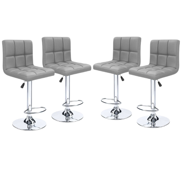 Padded Bar Stools/Kitchen Chairs - Set of 4 - Grey Colour