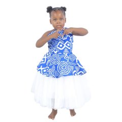 Girls Tuile Babydoll Dress - Blue