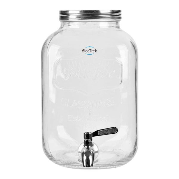 Glass Drink Dispenser, Leak-Proof Stainless Steel Spigot, Clear Mason Jar